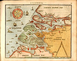 Mapa histórico de la región de Zelanda a finales del siglo XVI