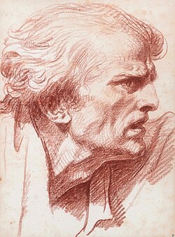 Estudio de la cabeza de un hombre, dibujo de Jean-Baptiste Greuze