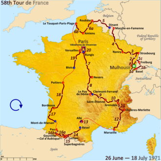 Ciclistas en el Tour de Francia 1971