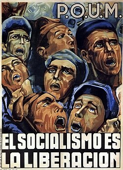 Cartel histórico de propaganda editado por el POUM.