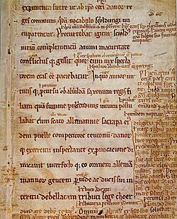Fragmento manuscrito medieval del facsímil de la Gesta Danorum conservado en Angers