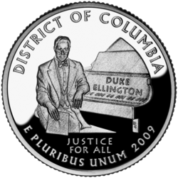 Cuarto de dólar de Washington D. C. con la imagen de Duke Ellington