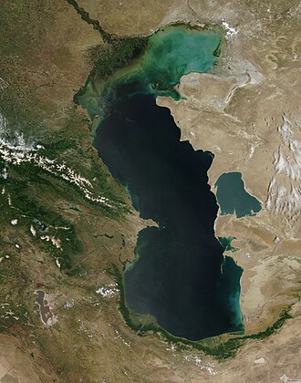 Vista satelital del mar Caspio