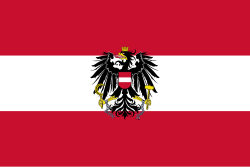 Bandera estatal de Austria con el escudo nacional