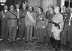 Comitiva de los generales Gonzalo Queipo de Llano, Juan Yagüe y Antonio Aranda en Berlín en 1939.