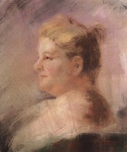 Boceto de Emilia Pardo Bazán por Joaquín Vaamonde Cornide.