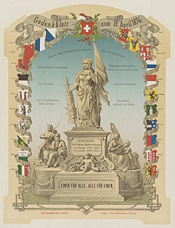 Ficha conmemorativa de la Constitución Federal de Suiza con el lema.