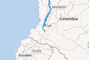Mapa del curso del río Cauca