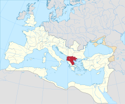 Mapa histórico de la provincia romana de Macedonia en el año 125