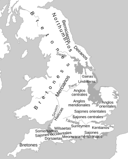 Mapa de los pueblos de Britania en el año 600