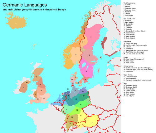 Esquema de dialectos de las lenguas germánicas