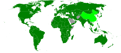 Mapa de las relaciones internacionales de la Santa Sede