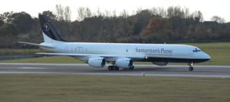 Avión de asistencia humanitaria de Samaritan's Purse en Inglaterra