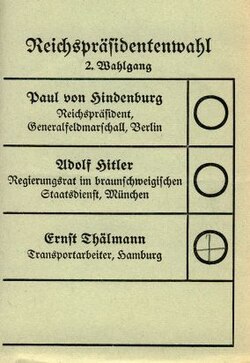 Papeleta electoral utilizada durante los comicios presidenciales de 1932