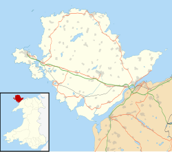 Ubicación detallada de Holyhead en la isla de Anglesey.