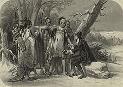 Roger Williams interactuando con nativos Narragansett