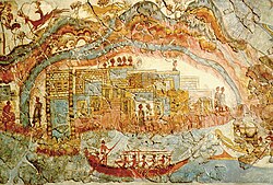 Fresco arqueológico descubierto en el yacimiento de Akrotiri en la isla de Tera