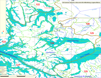 Esquema cartográfico de la zona del Lago Balmaceda y su entorno en la Región de Magallanes.