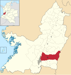 Ubicación del sitio Malagana en el municipio colombiano de Palmira, Valle del Cauca