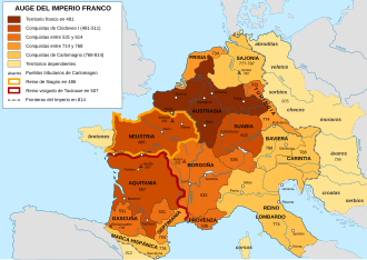 Situación territorial del imperio franco entre 481 y 814