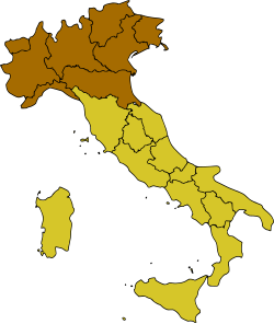 Mapa de referencia de la Italia septentrional