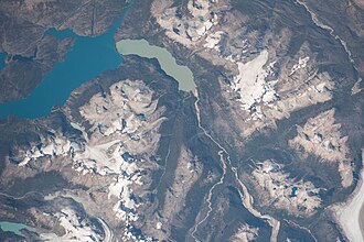 Vista satelital de la zona del Lago Plomo y el Lago Bertrand