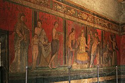 Frescos de época romana en la Villa de los Misterios de Pompeya