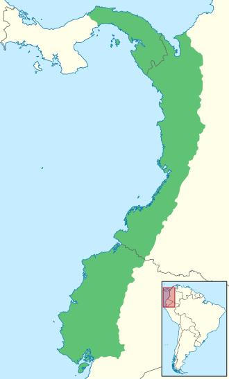 Mapa que ilustra la extensión del Chocó biogeográfico