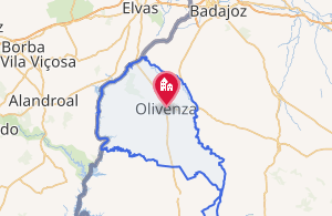 Mapa detallado de la zona de Olivenza