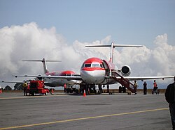 Aeronaves operadas por Avianca en la plataforma del aeropuerto