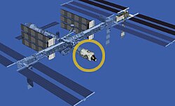 Ilustración de la ISS después de la STS-120 señalando el nodo Harmony