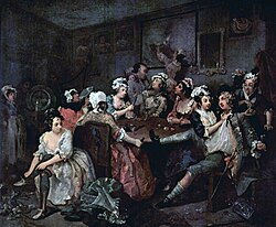 La vida de un libertino, escena de la taberna