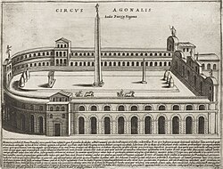 Vista del estadio de Domiciano según una lámina de 1613 de Jacopo Lauro