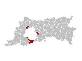 Mapa del Brabante flamenco con los municipios de la periferia de Bruselas