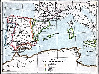Mapa de la posición del Reino nazarí en el Mediterráneo