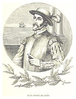 Retrato e ilustración histórica de Juan Ponce de León