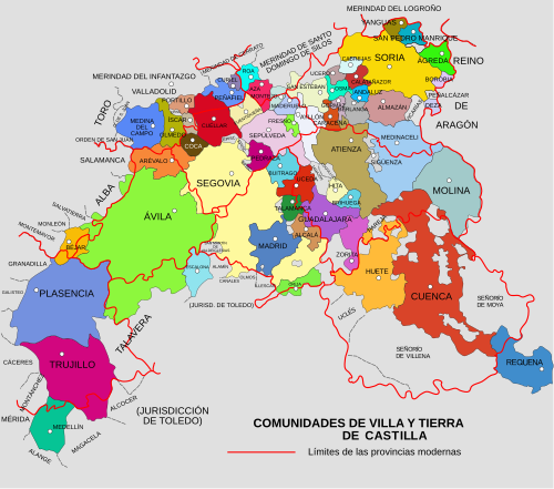Representación cartográfica de las Comunidades de Villa y Tierra de Castilla
