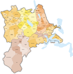 Mapa de distritos y comunas del cantón de Lucerna
