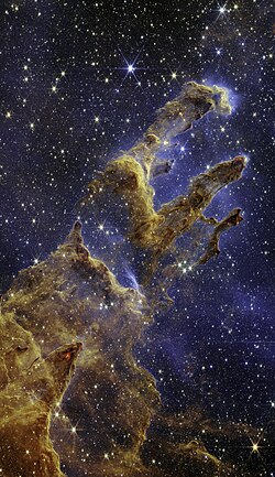 Imagen de los Pilares de la Creación tomada por el telescopio espacial James Webb