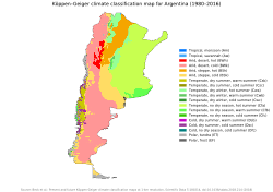 Mapa climático de Argentina destacando la región pampeana