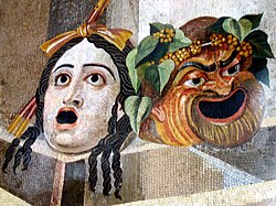 Máscaras teatrales romanas de la tragedia y la comedia
