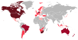 Distribución geográfica de las comunidades neerlandesas en el mundo