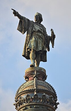 Monumento a Colón en Barcelona inaugurado durante la Exposición
