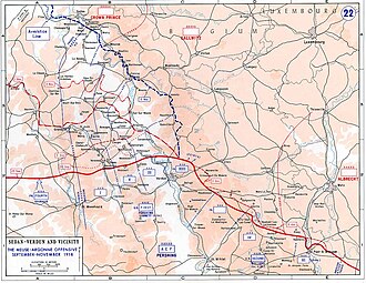 Mapa de la zona de operaciones de la Ofensiva de Mosa-Argonne
