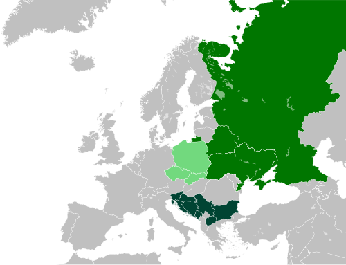 Mapa detallado de los países con lenguas nacionales eslavas