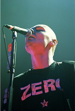 Billy Corgan durante la gira promocional Mellon Collie and the Infinite Sadness Tour.