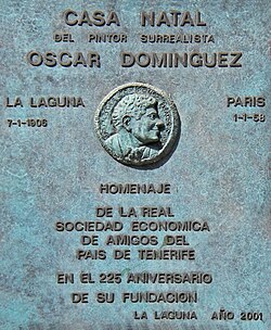 Placa conmemorativa de Óscar Domínguez