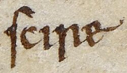 Representación de la palabra manuscrita scire