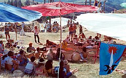 Taller de yoga en el Festival de Nambassa de 1978.