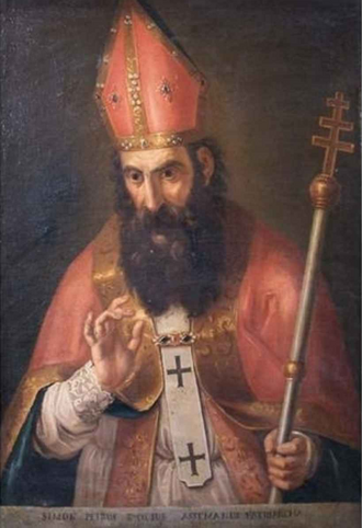 Pintura italiana del siglo XVII que representa a san Evodio de Antioquía